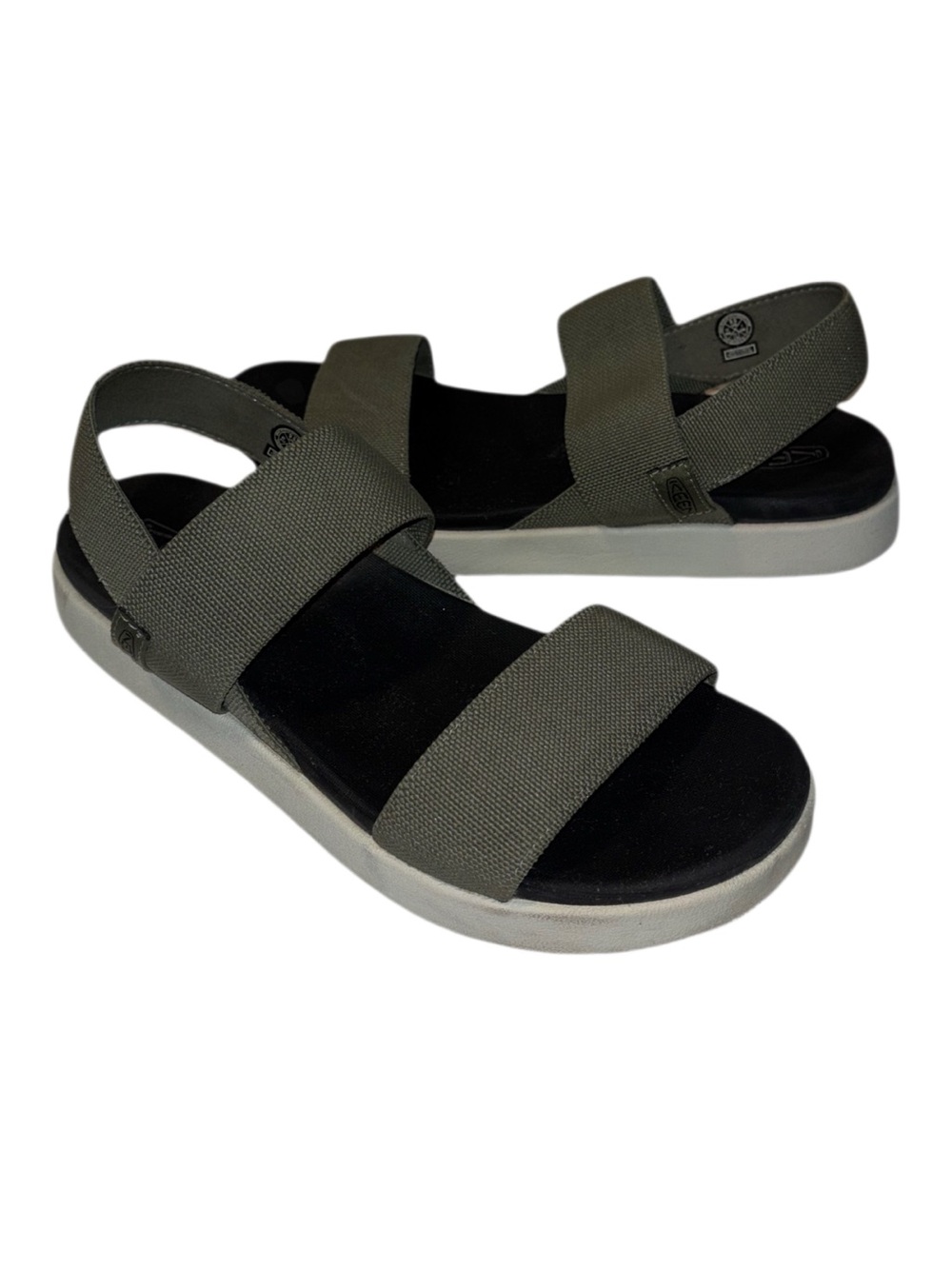 KEEN Women's Elle Backstrap Sandals Olive/Black Dual-Strap Slides Women's 9.5